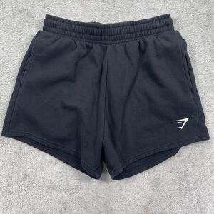 Gymshark Training Sweat Shorts Womens Small Black Cotton Fleece Lined Logo